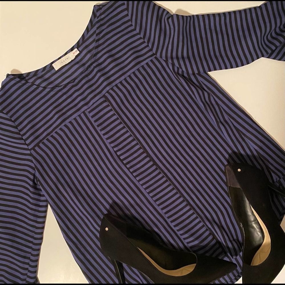 Purple & Black striped blouse! LUSH size xs